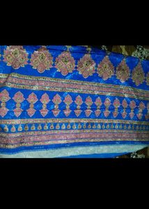Vibrant Blue Floral Saree