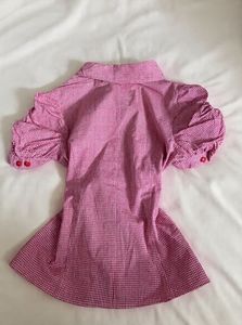 Red Gingham Puff Sleeve Top