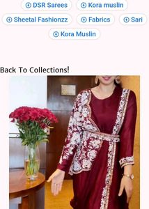Maroon Embroidered Saree ready to wear
