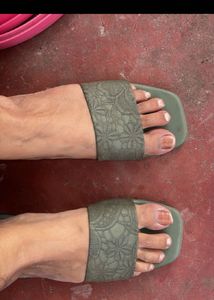 Chic Olive Green Slide Sandals