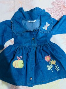 Cute Denim Dress with Appliques