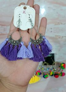 Combo of 4 Boho Tassel &amp;  Pom Earrin