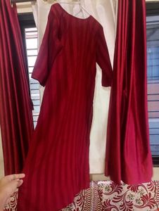 Maroon Stripped Straight Kurti