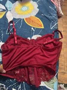 Burgundy Lace Bustier Top