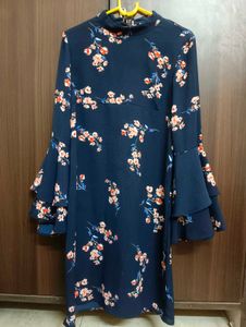 Boho Chic/ Vintage Navy Floral Bell Sleeve Dress