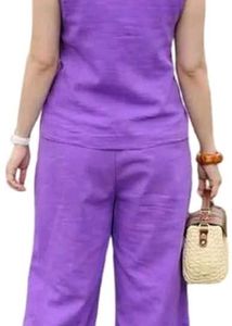 Embroidered Lavender Linen Co-ord Set