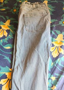 Light Wash Denim Jeans with Elastic Waist