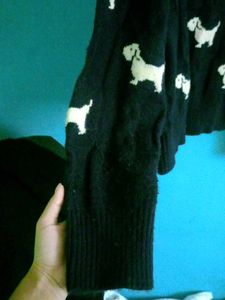 Dog Print Black Sweater