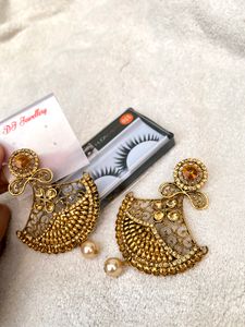 Golden Oxidised Earrings