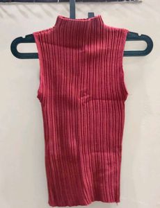 Ribbed Mock Neck Sleeveless Top