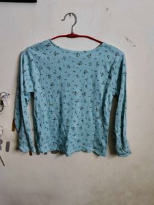 Light Blue Floral Print Top