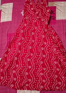 Red Bandhani Print Backless Dress
