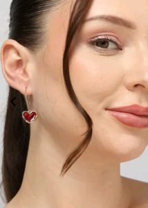Chic Red Heart Hoop Earrings