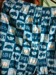 length 37half,Cozy Blue Love Print Pajama Pants