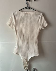 Ribbed milky white Bodysuit
