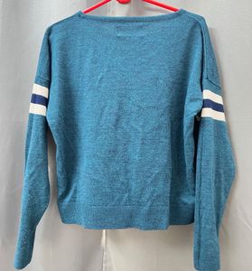 Teal Striped Knit Sweatshirt