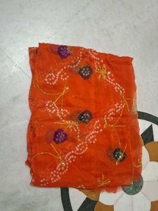 Orange Bandhani odhna