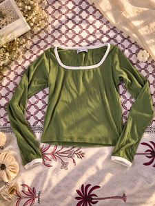 Olive Green Long Sleeve Top