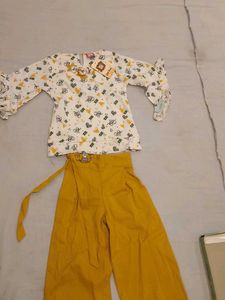Cute Girls' Heart Print Top &amp; Palazzo Set