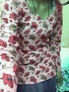 Pink Floral Print short kurti