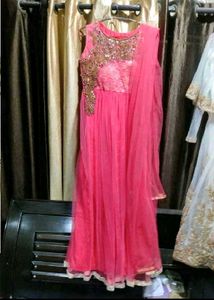 Stunning Pink Embellished Anarkali Gown
