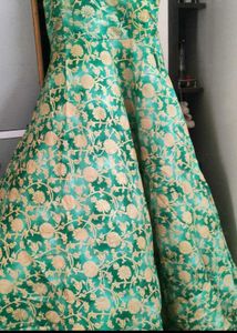 Stunning Green Brocade Ethnic Gown