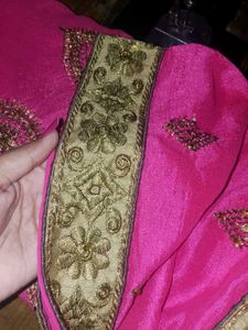 Stunning Pink Embroidered Silk Saree