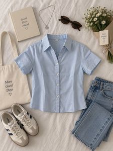 Light Blue Short Sleeve Button-Up Shirt