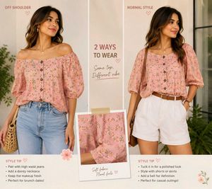 Floral Off-Shoulder Puff Sleeve Top