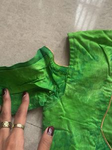 Green Printed Cold Shoulder Blouse