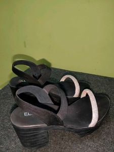 Elle Black Platform Wedge Sandals