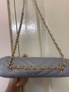 Chic Gray Chevron Chain Bag