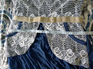 Blue Lace Trimmed Kurta