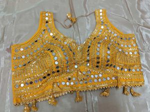 Yellow Mirror And Sequins Work Blouse