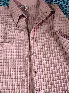 Pink Textured Collared Shirt