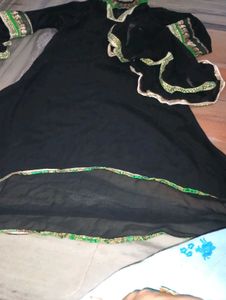 Black Kurta with Green lehga