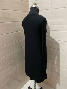 Black Ribbed Turtleneck Dress