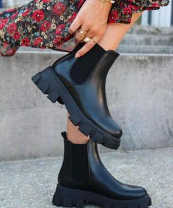 Chunky Sole Black Chelsea Boots