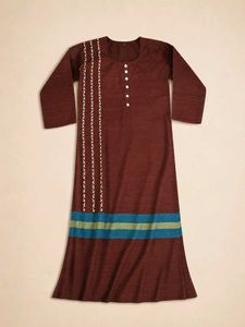 Elegant Brown Kurta with Embellishments