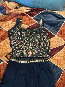 Embroidered Navy Blue Lehenga Choli