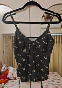 Floral Print Camisole grey Top
