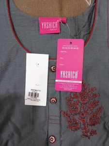 New Grey Mahroon Kurti Churidar Dupatta Set
