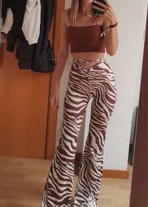 Y2K PULL &amp; BEAR Zebra Print Flare Leg Pants