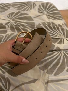 H&M Stylish Suede Belt with Gold Buckle