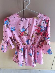 Price Dropped !! Branded Pink Floral Wrap Top
