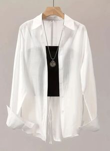 White Sheer Lace-Up Back Top