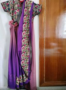 Purple Saree With Blouse Piece