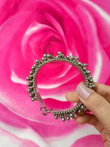 Oxidized Silver Anklet with Bells