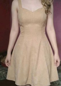 ♡ Cute Mini Tan fit &amp; flare dress ♡