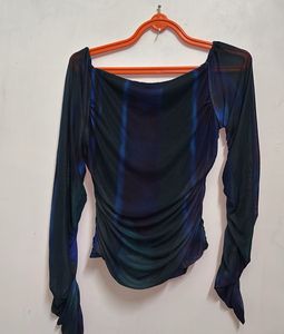 Mesh navy blue top
